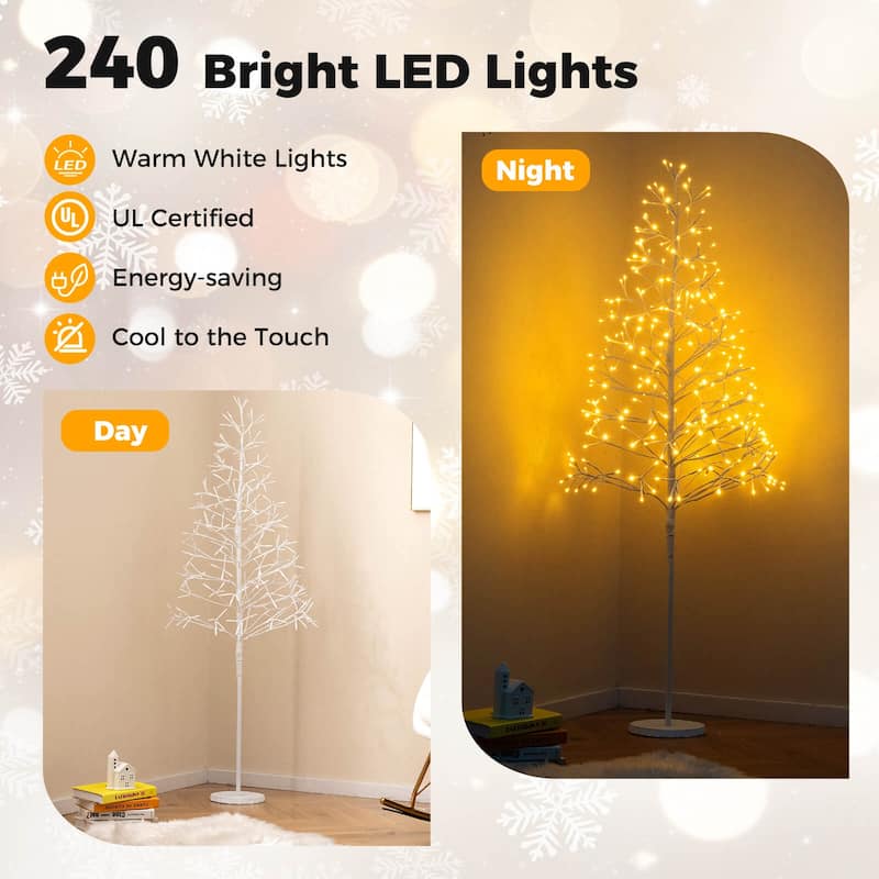 Costway 6 FT Lighted Birch Tree with 320 White Light LED Lights - See Details