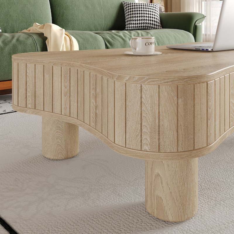 42" Lift Top Coffee Table with Fluted Panel Hidden Storage