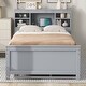 preview thumbnail 3 of 12, Twin Size Platform Kids Bed Frame with Storage Headboard, USB, Twin Size Trundle and 3-Drawers for Bedroom, Grey
