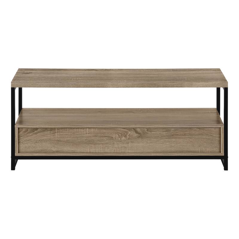 Modern 48-Inch TV Stand with Storage Drawers, Black Laminate & Metal Frame for Contemporary Home Decor