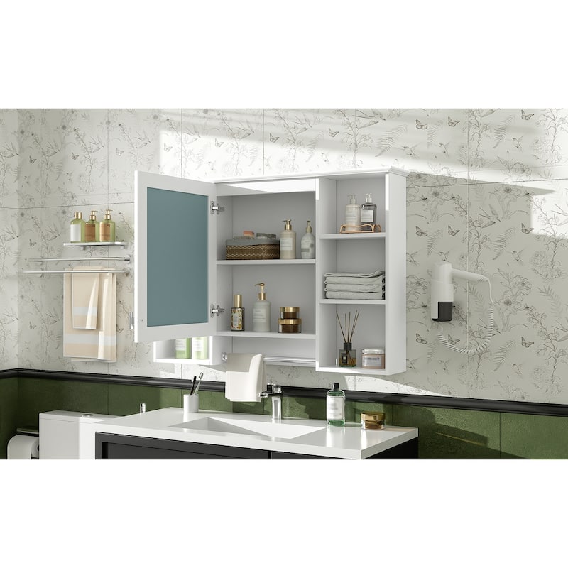 3-in-1 Bathroom Mirror Cabinet, 42 inch Wall Mounted Medicine Cabinet with Adjustable Shelf & Soft Close Door