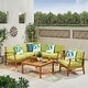 preview thumbnail 53 of 86, Christopher Knight Home - Outdoor Patio Conversation Set, Acacia Wood Frame, Cushions & Slatted Coffee Table