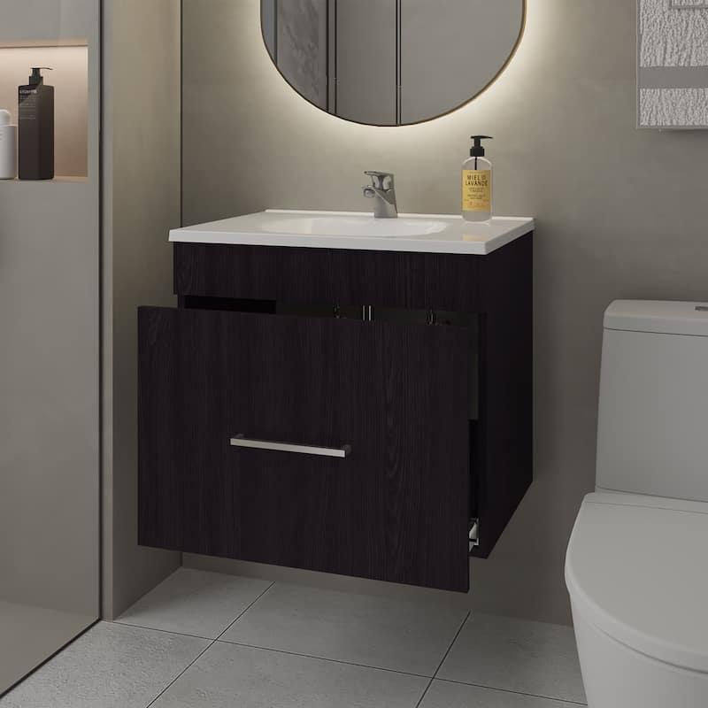 Story Floating Bathroom Vanity Set with Sink, One Drawer