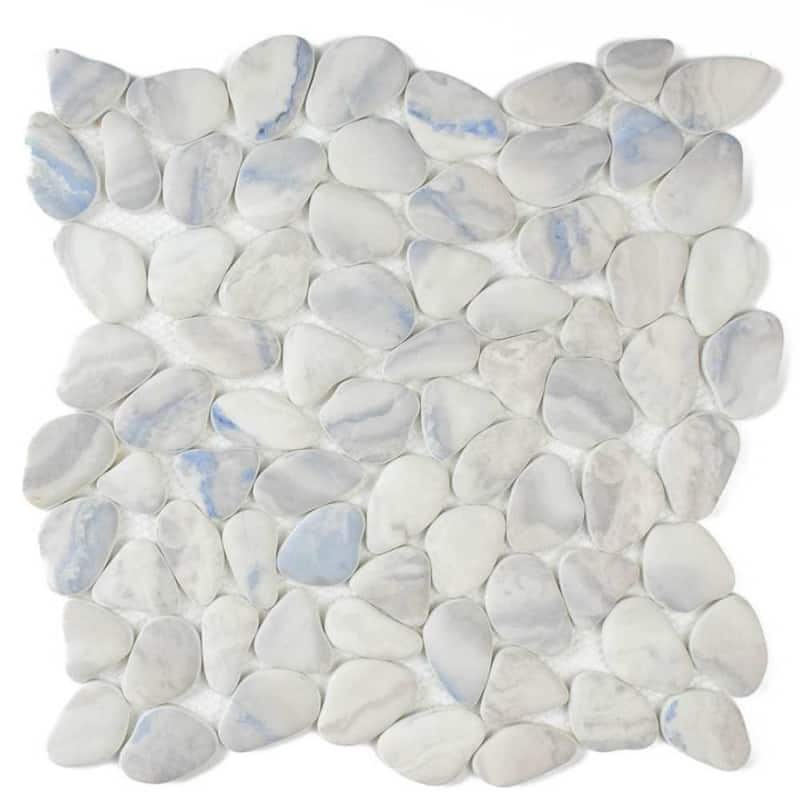 The Tile Life Huron Rock 12x12 Blue Glass Pebble Floor & Wall Tile