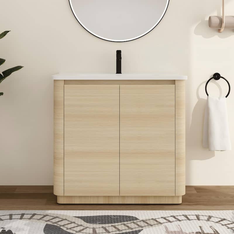 Malwee 36"/40" FreeStanding Bathroom Vanity with Sink, Floor Stand Bathroom Vanity with Soft Close Door and Adjustable Shelf