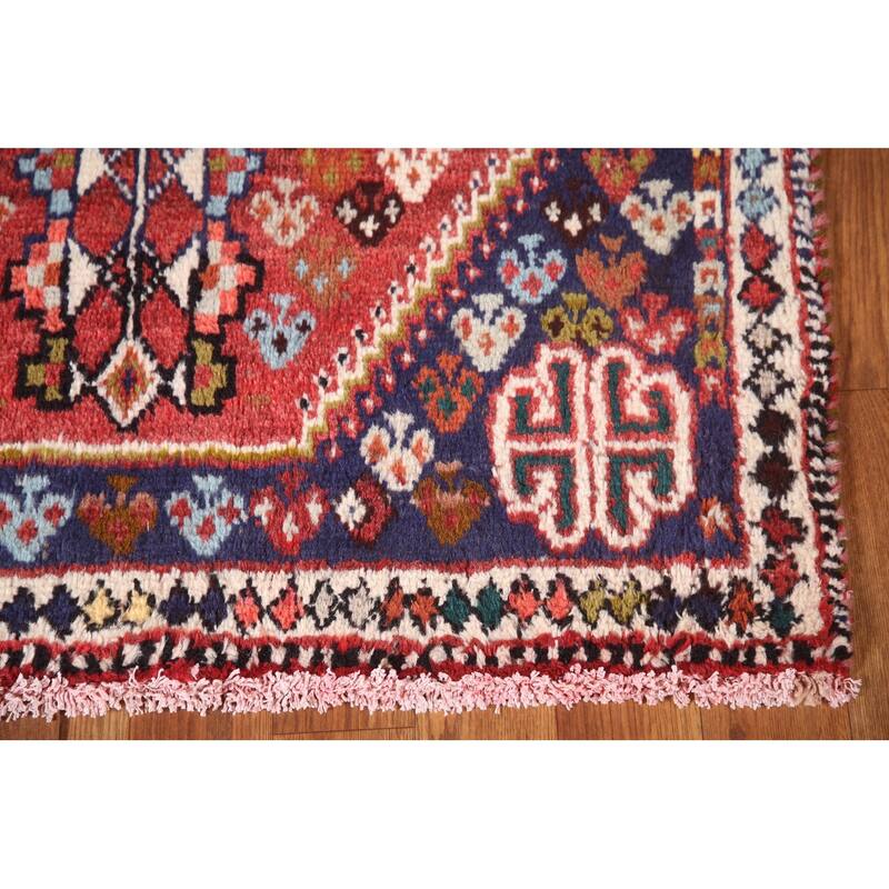 Shiraz Persian Vintage Area Rug Handmade Wool Carpet - 3'1"x 4'3"