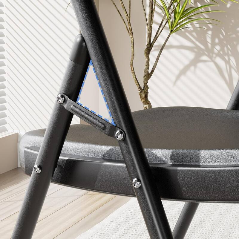 4 Pack Metal Folding Chairs with Padded Cushion and Back, Stackable Fabric Dining Chair Set, Upholstered Commercial Seat