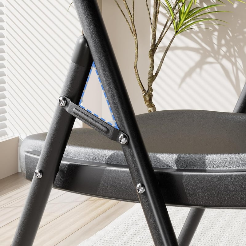 VECELO Black Folding Chairs Set, Metal Dining Chairs, Indoor/Outdoor Use Plastic Seat with Steel Frame