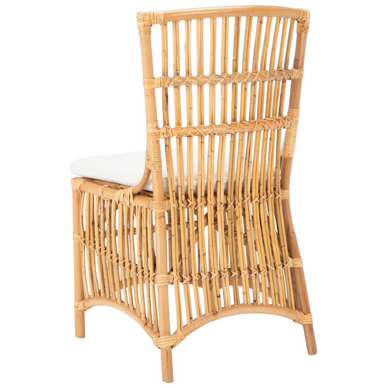 SAFAVIEH Erika Coastal Rattan Accent Chair with Cushion (Set of 2) - 19.7" W x 22.1" L x 35.4" H