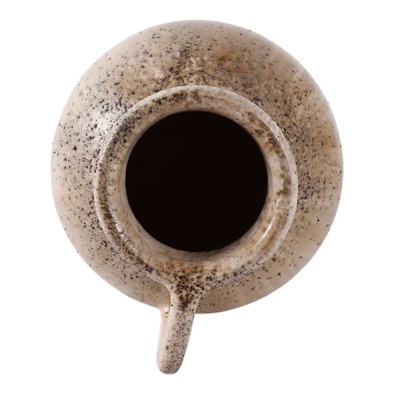 Modern Terracotta Tall Vase with Speckled Finish - Ivory & Brown