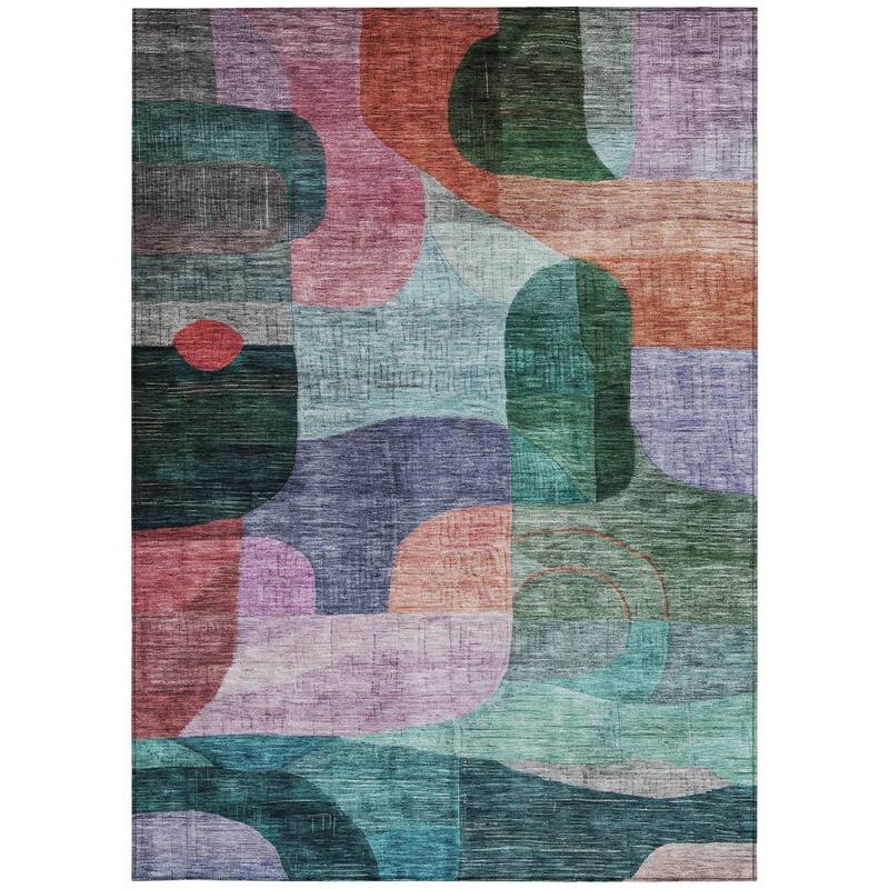 HomeRoots Abstract Transitional Rectangle Outdoor Rug