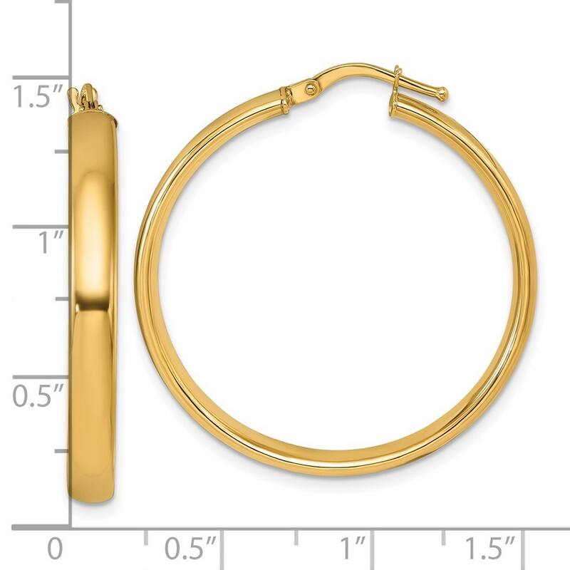 Curata 14k Yellow Gold Medium Polished 35x3Hoop Earrings