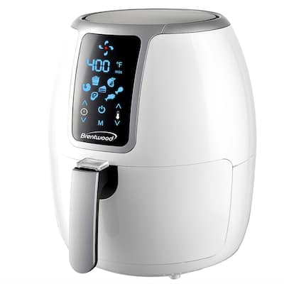 Brentwood Small 1400 Watt 4 Quart Electric Digital Air Fryer with Temperature Control in White - 4 Quart