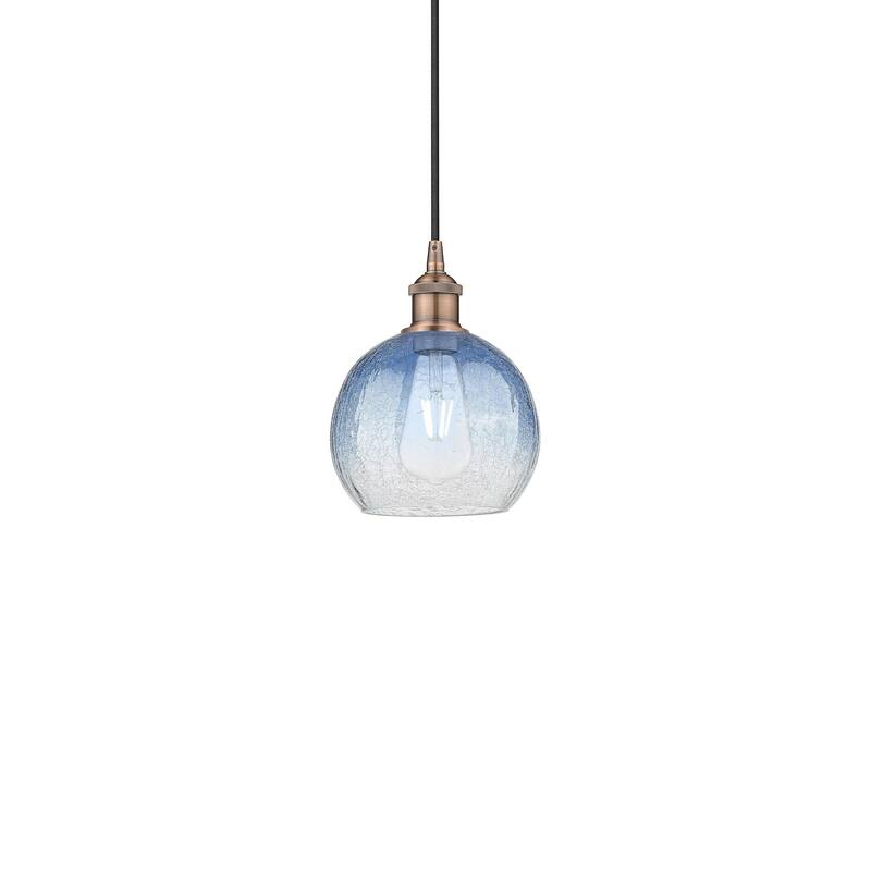 Innovations Lighting 616-1P-11-8 Brookhaven Globe Pendant Brookhaven - Antique Copper / Sapphire Blue