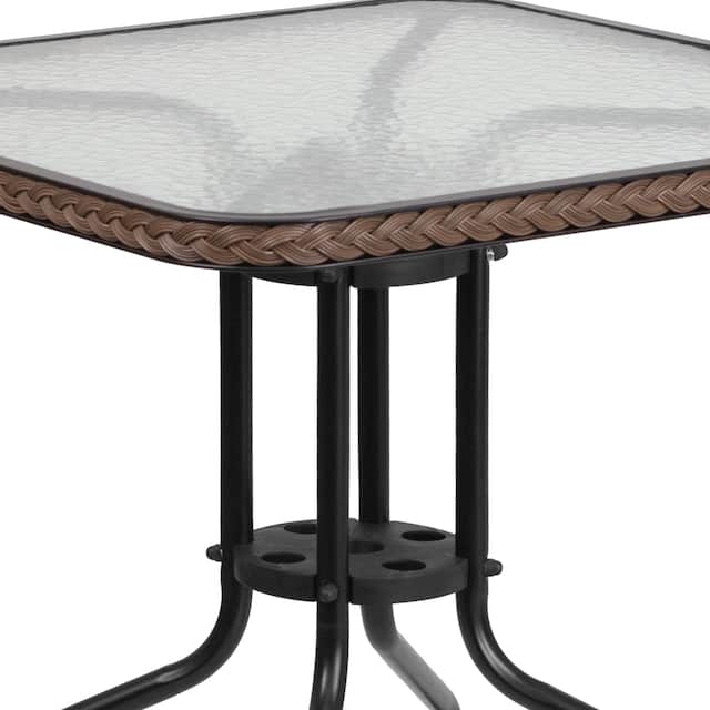 Powder-coated Aluminum/ Rattan Lightweight 5-piece Outdoor Dining Set