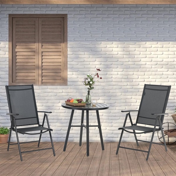 MFSTUDIO 3 Pieces Patio Bistro Set with 2 Reclining Folding Sling