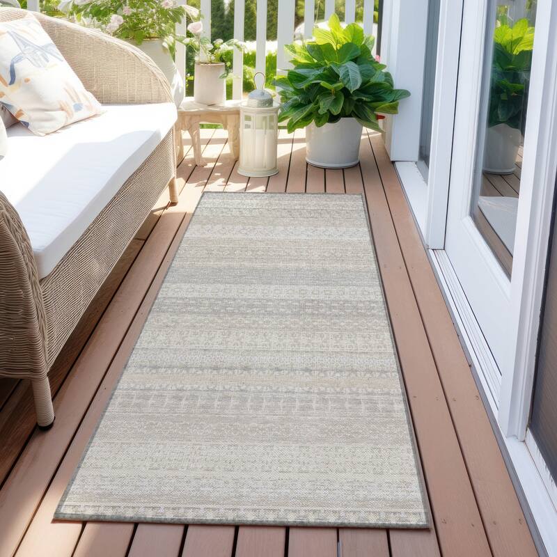Machine Washable Indoor/ Outdoor Chantille Moroccan Stripes Rug