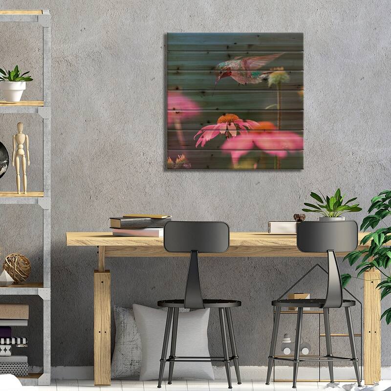 Male Ruby-throated Hummingbird foraging for nectar, Arkansas Print On Wood by Tim Fitzharris - Multi-Color