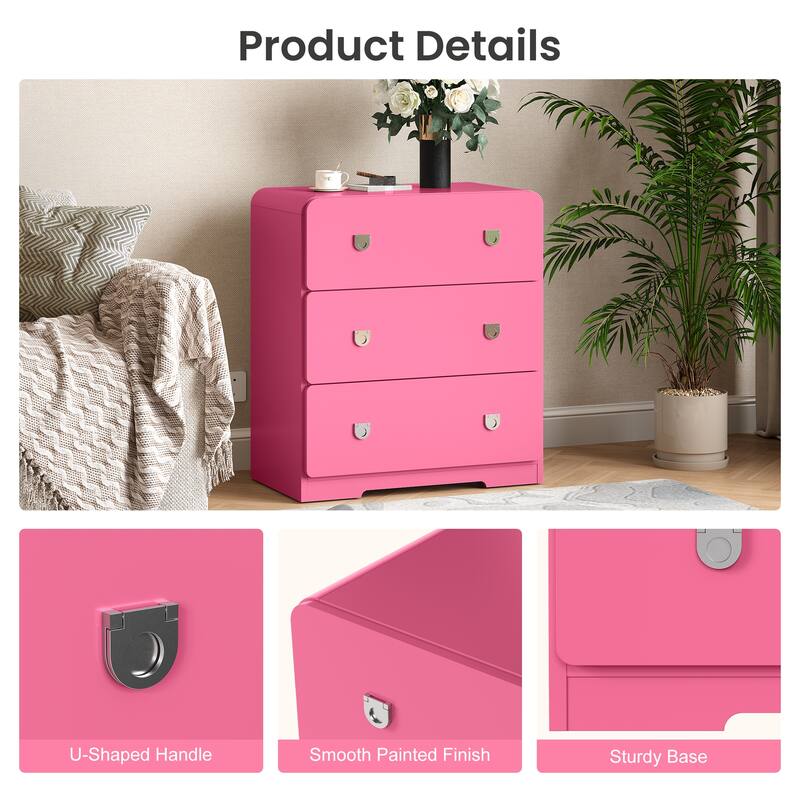 Painted 3-Drawer Nightstand for Bedroom