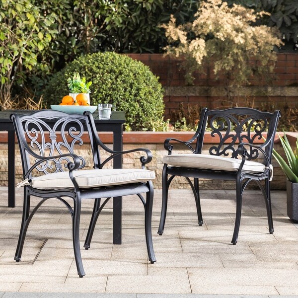 Elm Plus Set of 2 Outdoor Cast Aluminium Patio Dining Chairs with
