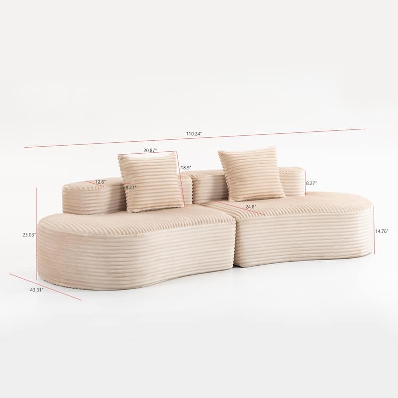 Moon Bay Lounge Couch Curved Sectional Sofa Corduroy Compressed Sofa