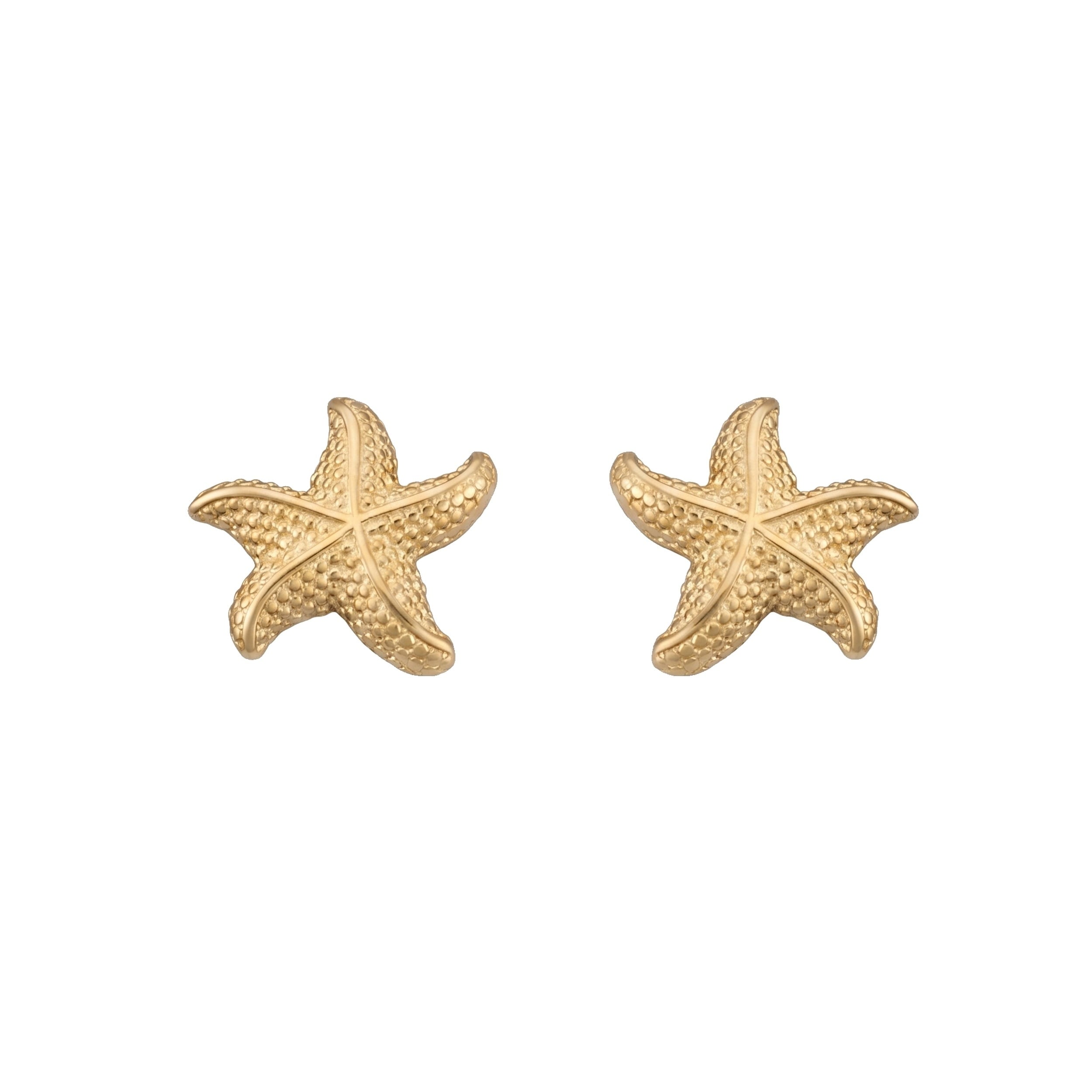 Au Naturale 14k Yellow Gold Textured Starfish Stud Earrings