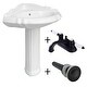preview thumbnail 2 of 4, Sheffield White Corner Pedestal Sink 26 in. Porcelain Sink with 4 in. Black Centerset Faucet and Sink Drain