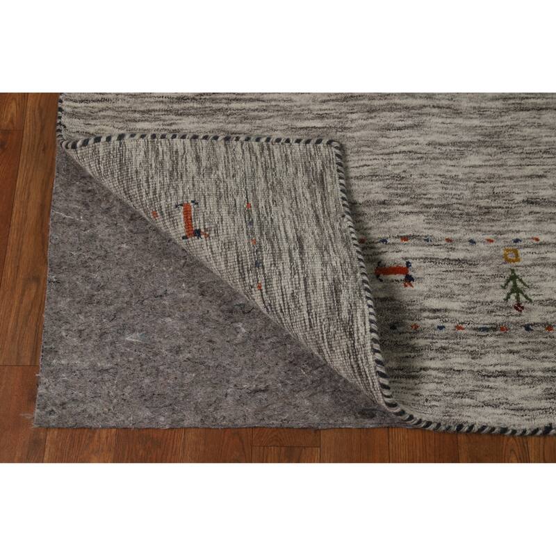 Hand Knotted Oriental 100% Wool Carpet Tribal Stripe Beige & Ivories Gabbeh Area Rug - 5' 11'' X 3' 11''
