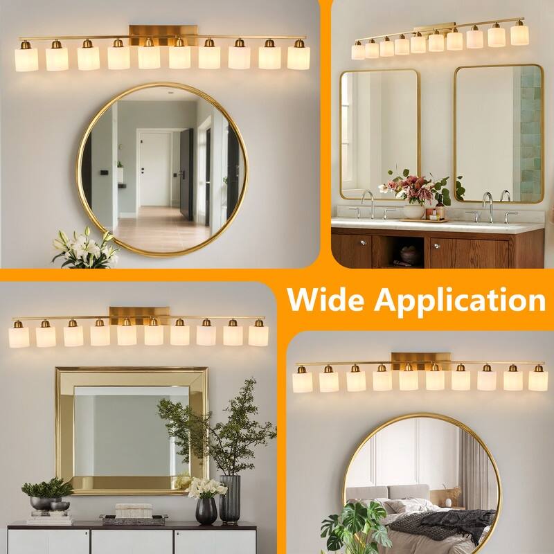 Modern Bathroom Vanity Light With Frosted Milk Glass Shades