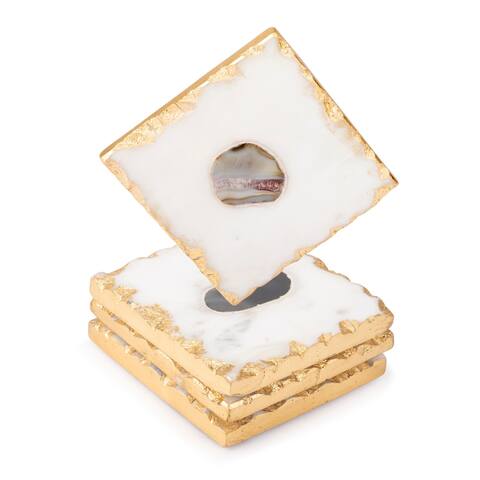 Set of 4 Square Marble Coasters - 4"