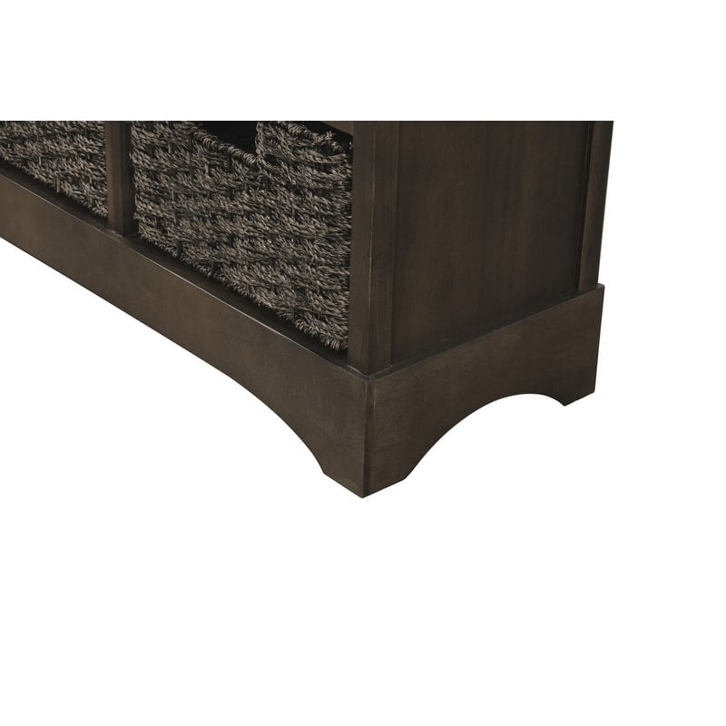 Rustic Acacia&Rattan Storage Cabinet-Farmhouse Style,No Assembly