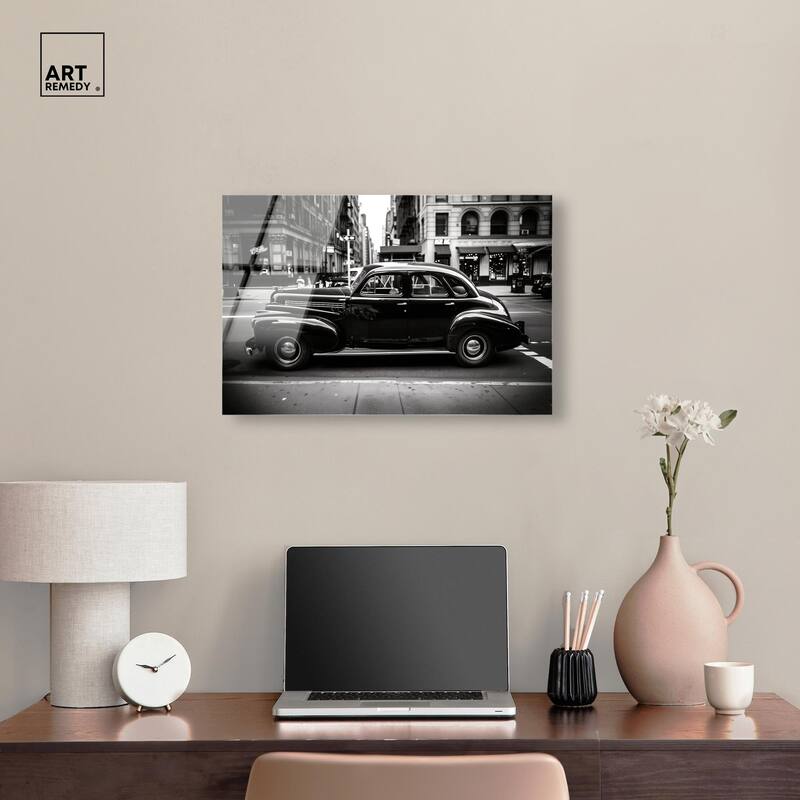 Vintage Car in New York Acrylic by Art Remedy, Ready to Hang