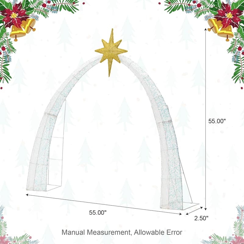 Glitzhome S/11 Christmas 2D Iridescent Fabric Nativity Lighting Decor