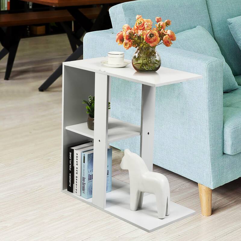 Costway 3-tier Side Table W/Storage Shelf Space-saving Nightstand