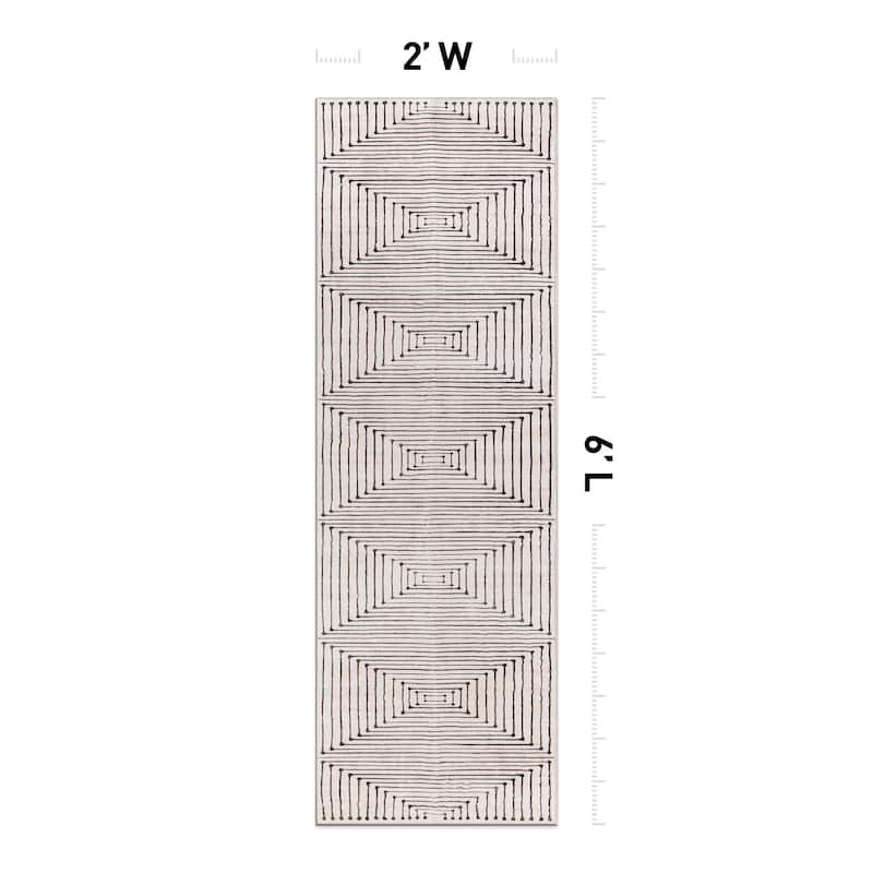 World Rug Gallery Bohemian Stripes Washable Non Slip Area Rug