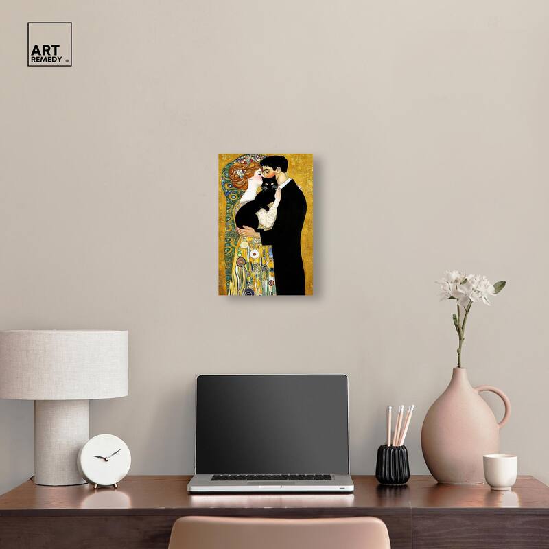 Kiss with Cat Canvas by Art Remedy, Gallery Wrapped