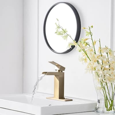 Modern Waterfall Single Handle Bathroom Sink Faucet with Overflow Pop Up Drain, Anti Corrosion and Rust Resistant