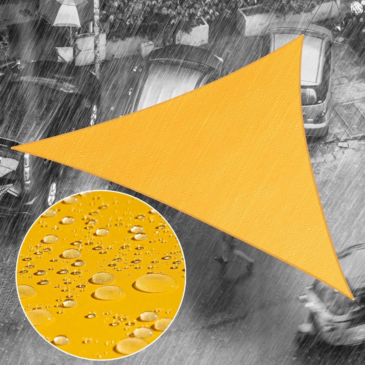 9' x 13' x 15.8' Yellow Triangle Waterproof Sun Shade Sail, UPF50+ UV Blockage, Outdoor Patio Garden Canopy Awning