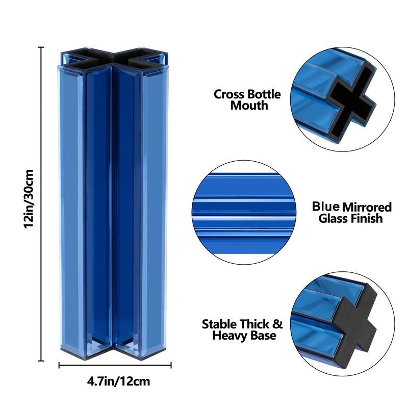 X-Shaped Handmade Mirrored Glass Table Vase