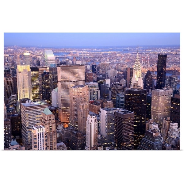 "Aerial view towards Midtown and Upper East Side Manhattan, New York" Poster Print