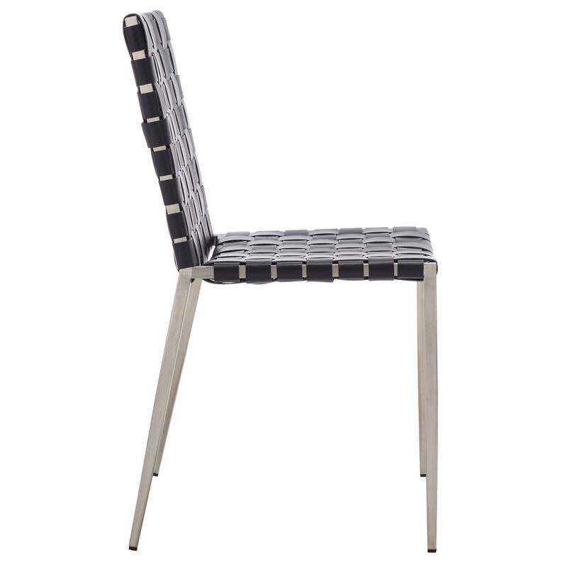 SAFAVIEH Monnie Woven Leather Dining Chair (Set of 2) - 15.8" W x 19.8" L x 33.5" H - 16Wx20Dx34H