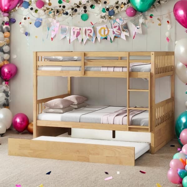 slide 2 of 12, 3 Beds in 1 Full Size Bunk Beds with Trundle, Convertible to 2 Beds for Bedroom