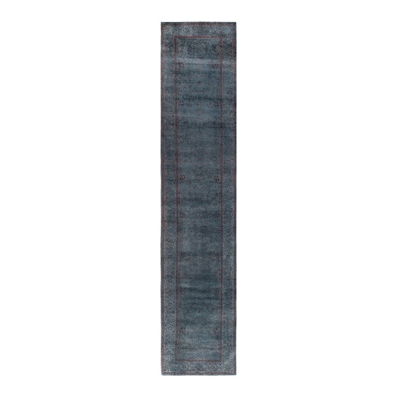 Contemporary Overdyed Wool Hand Knotted Runner - 2' 6" x 11' 10"