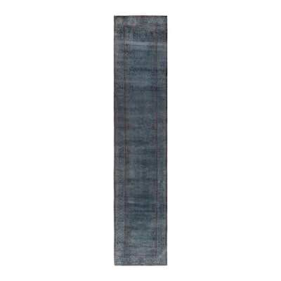 Contemporary Overdyed Wool Hand Knotted Runner - 2' 6" x 11' 10"