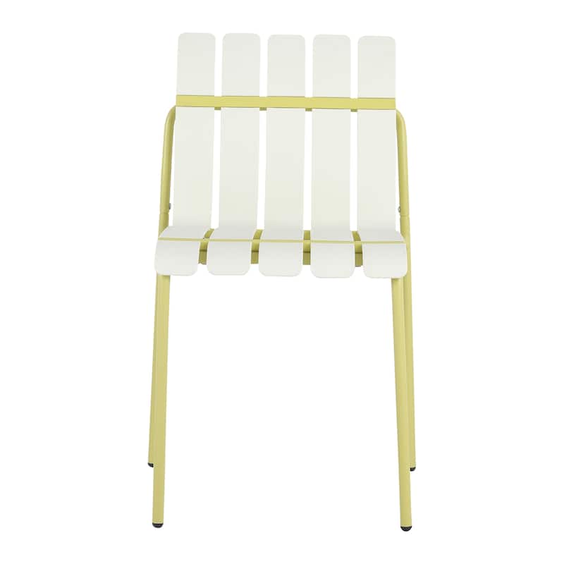 4-Pack Modern Striped Color Block Chairs - Waterproof PP Seat & Sturdy Metal Legs, Indoor/Outdoor Dining Set