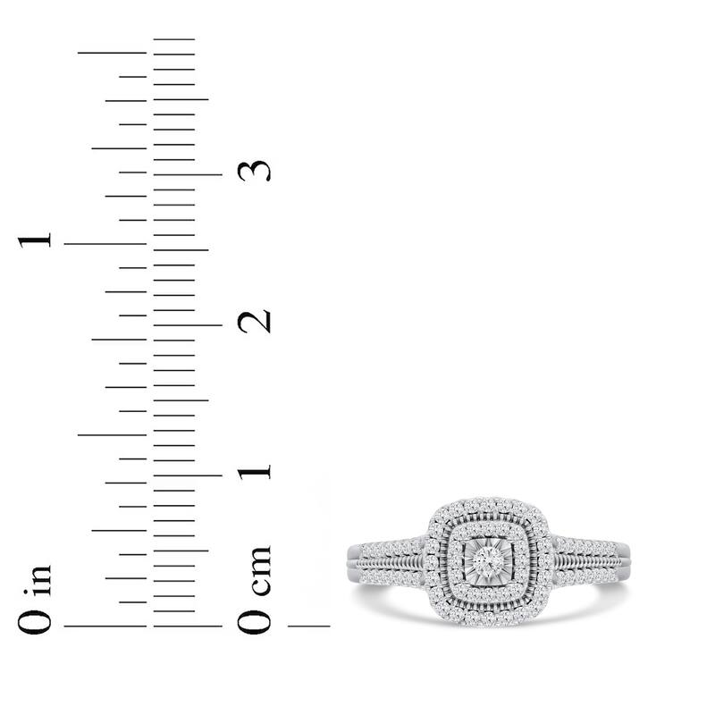 1/5ct TDW Diamond Cluster Ring in Silver for Women - White
