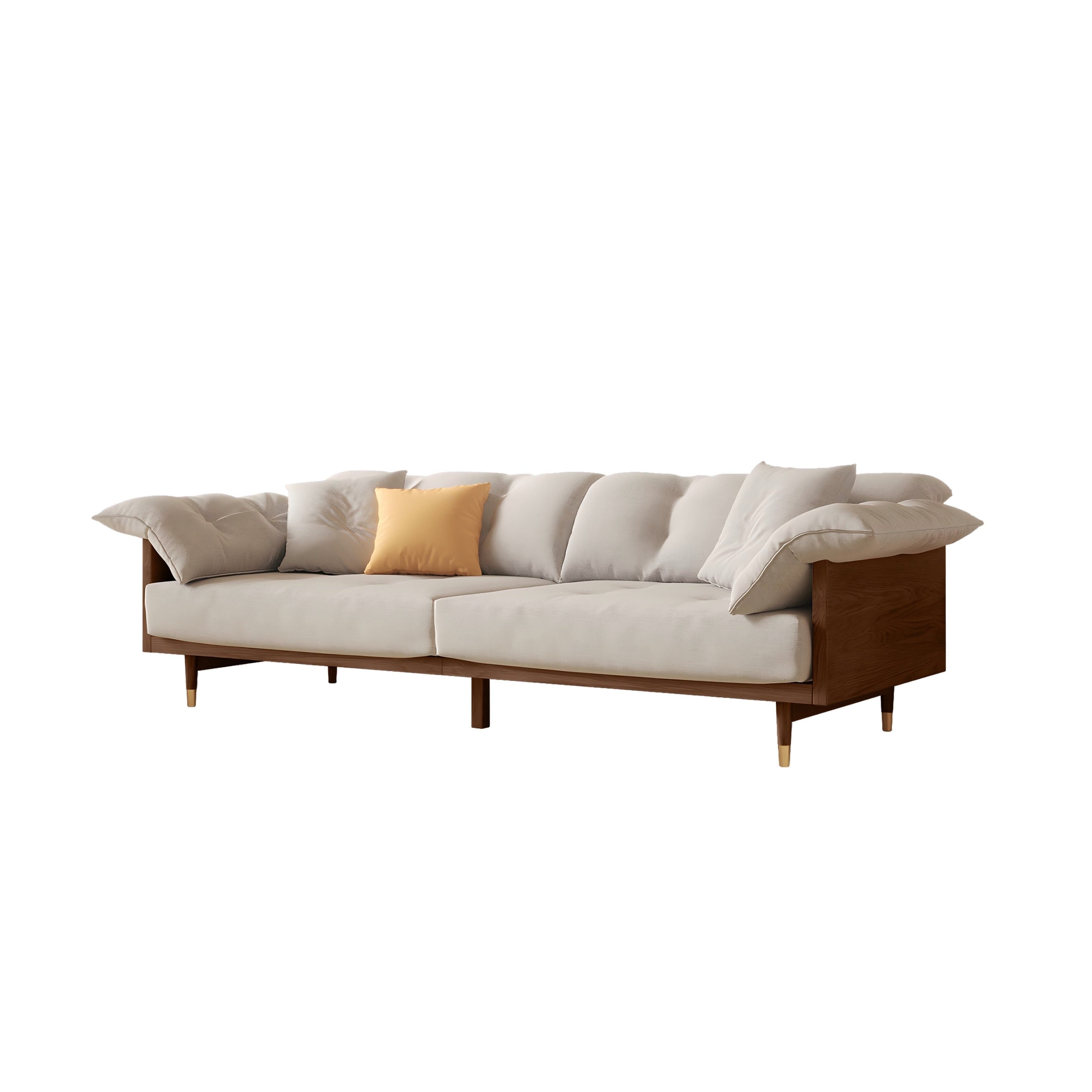 JASIWAY Modern 3-Seat Upholstered Cotton Linen Sofa - On JASIWAY Modern 3-Seat Upholstered Cotton Linen Sofa - On