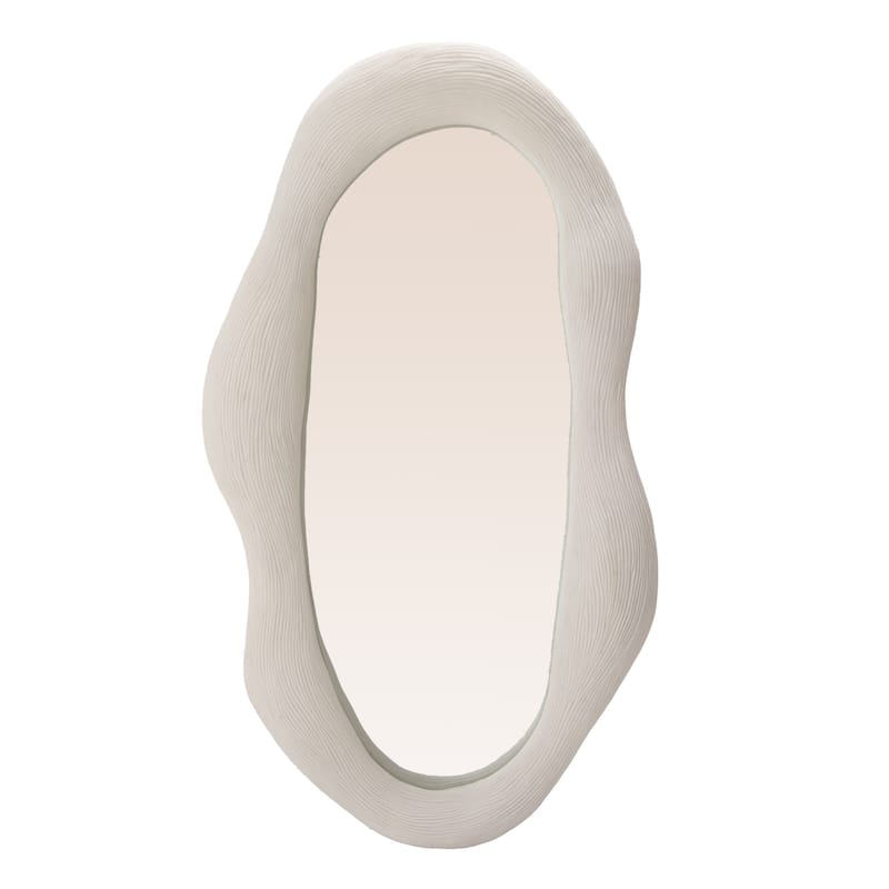 Resin Organic Shaped Wall Mirror with Debossed Lines - 23.25"L x 3.25"W x 40.5"H