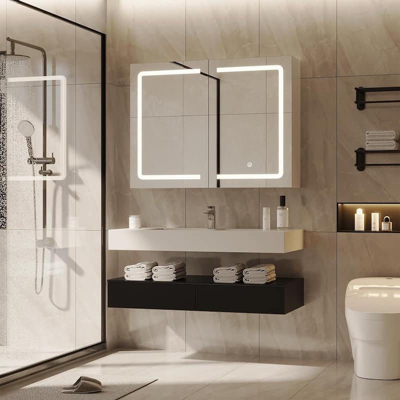 Lighted Medicine Cabinet Bathroom Wall Mounted Storage Doors