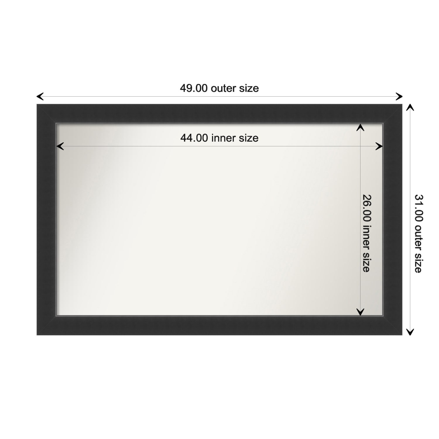 Corvino Black Framed Non-Beveled Custom Wall Mirror, Bathroom Vanity Mirror